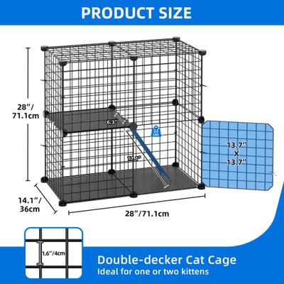 Show full view: Yitahome 2-Tier Indoor & Outdoor DIY Cat Playpen with Removable Metal Wiring, Black slide 3 of 7