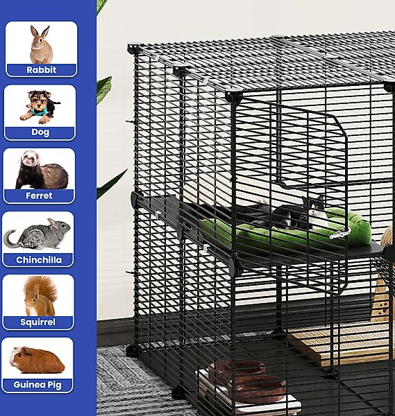 Show full view: Yitahome 2-Tier Indoor DIY Metal Cat Playpen, Black slide 5 of 5