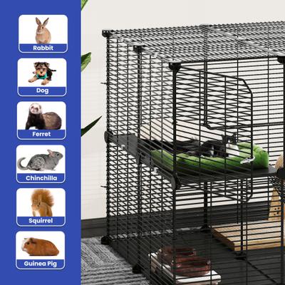 Show full view: Yitahome 2-Tier Indoor DIY Metal Cat Playpen, Black slide 5 of 5