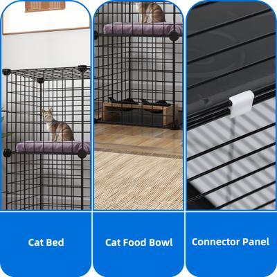 Show full view: Yitahome 2-Tier Indoor & Outdoor DIY Cat Playpen with Removable Metal Wiring, Black slide 5 of 7
