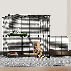 Yitahome 2-Tier Indoor DIY Metal Cat Playpen, Black