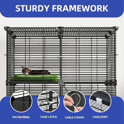 Show full view: Yitahome 2-Tier Indoor DIY Metal Cat Playpen, Black slide 4 of 5