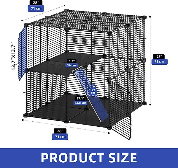 Show full view: Yitahome 2-Tier Indoor DIY Metal Cat Playpen, Black slide 2 of 5
