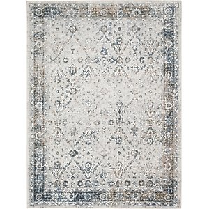Nourison Astra Machine Washable ASW16 Floral Area Rug, Ivory Blue, 63 x 84-in
