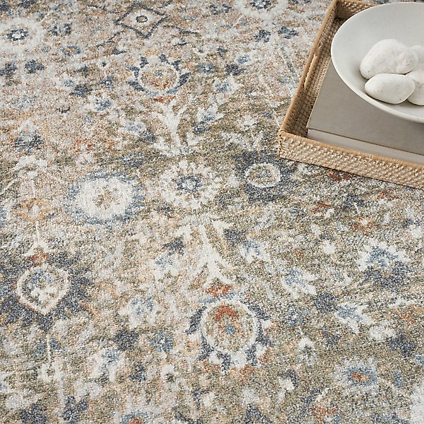 Show full view: Nourison Astra Machine Washable ASW16 Floral Area Rug, Gold Grey, 63 x 84-in slide 8 of 9
