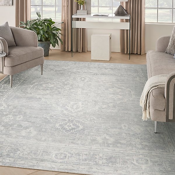 Show full view: Nourison Astra Machine Washable ASW11 Area Rug, Light Grey, 94 x 120-in slide 7 of 9