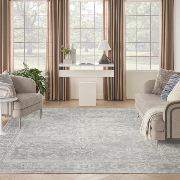 Show full view: Nourison Astra Machine Washable ASW11 Area Rug, Light Grey, 94 x 120-in slide 9 of 9