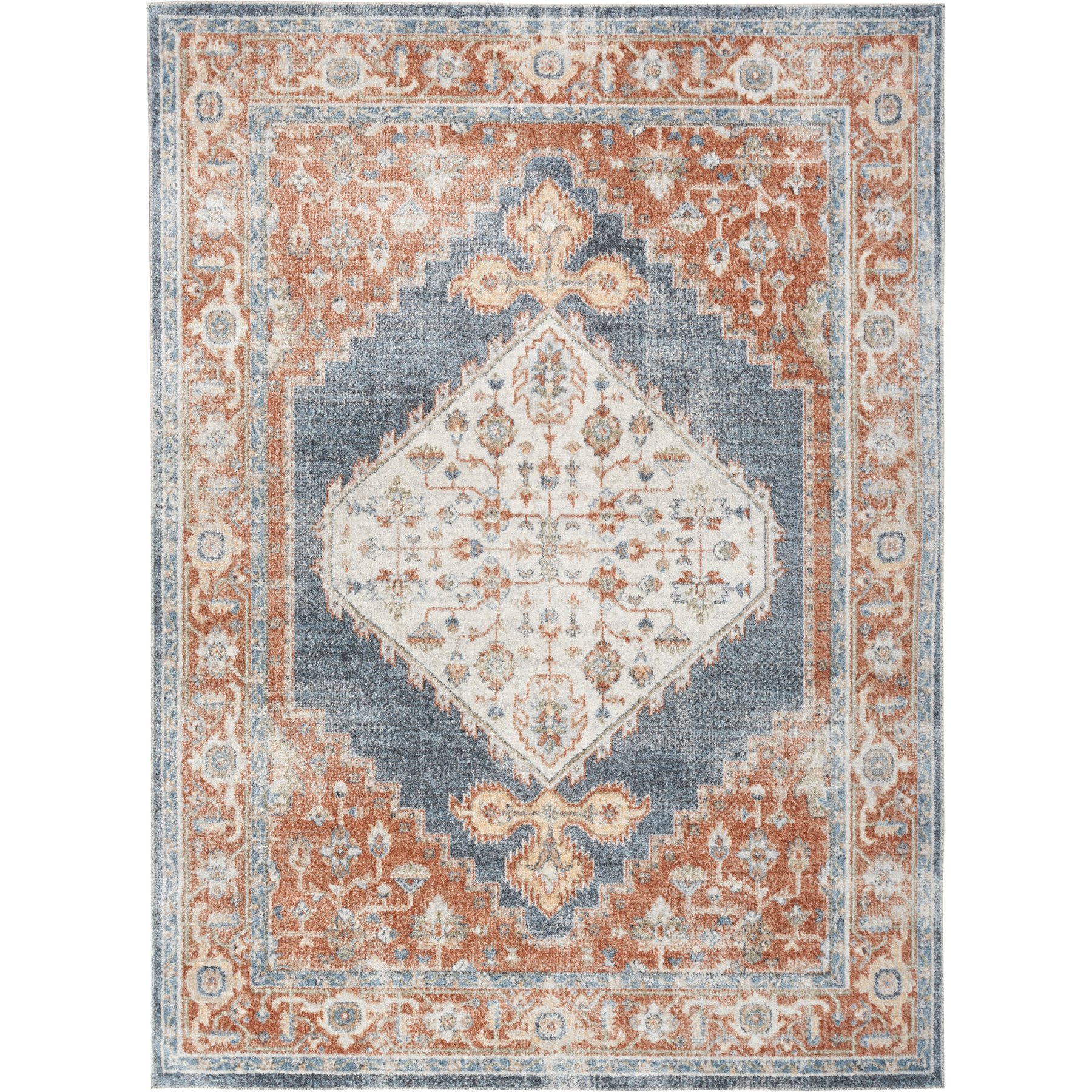 Nourison Astra Machine Washable ASW11 Area Rug, Denim Multicolor, 94 x 120-in