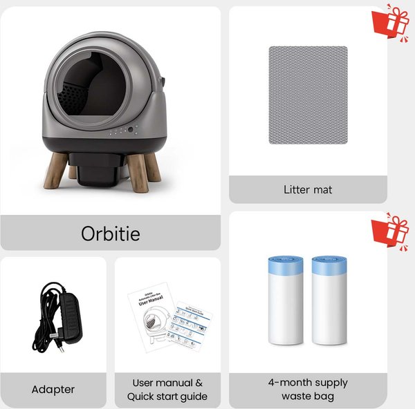 Show full view: els pet Orbitie Automatic Self-Cleaning Cat Litter Box, Gray slide 8 of 10