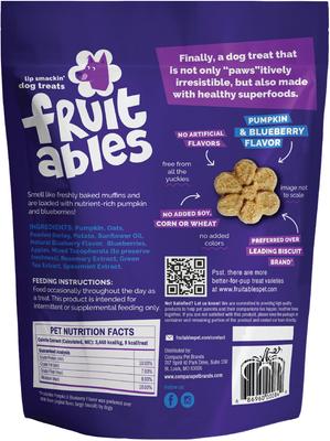 Show full view: Fruitables Pumpkin & Blueberry Flavor Dog Treats, 12-oz bag slide 3 of 13