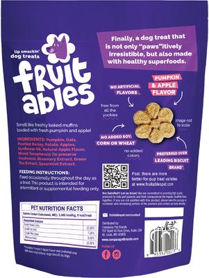 Show full view: Variety Pack - Fruitables Pumpkin & Blueberry Flavor Dog Treats, Pumpkin & Apple & Bacon & Apple Flavors slide 10 of 11