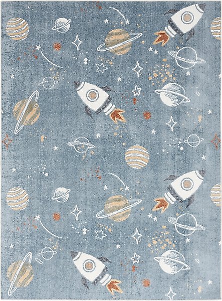 Show full view: Nourison Astra Machine Washable ASW18 Graphic Area Rug, Blue Multicolor, 63 x 84-in slide 1 of 9