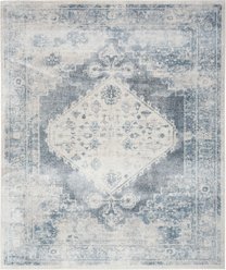 Nourison Astra Machine Washable ASW11 Area Rug, Blue Ivory, 94 x 120-in