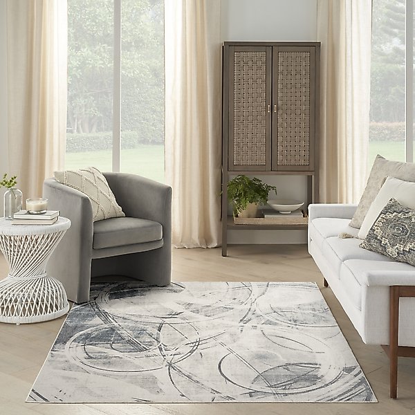 Show full view: Nourison Astra Machine Washable ASW14 Abstract Area Rug, Silver Blue, 63 x 84-in slide 9 of 9