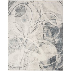 Nourison Astra Machine Washable ASW14 Abstract Area Rug, Silver Blue, 94 x 120-in