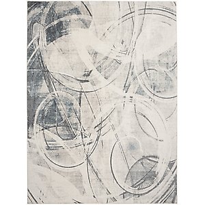 Nourison Astra Machine Washable ASW14 Abstract Area Rug, Silver Blue, 63 x 84-in