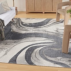 Nourison Astra Machine Washable ASW15 Abstract Area Rug, Ivory Grey, 94 x 120-in slide 2 of 9