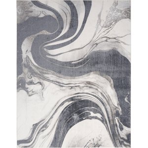 Nourison Astra Machine Washable ASW15 Abstract Area Rug, Ivory Grey, 94 x 120-in