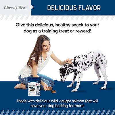 Show full view: Chew + Heal Limited Ingredient Wild Alaskan Salmon Multivitamin Soft Jerky Dog Treats, 5-oz bag slide 9 of 11