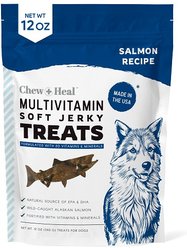 Chew + Heal Limited Ingredient Wild Alaskan Salmon Multivitamin Soft Jerky Dog Treats, 12-oz bag