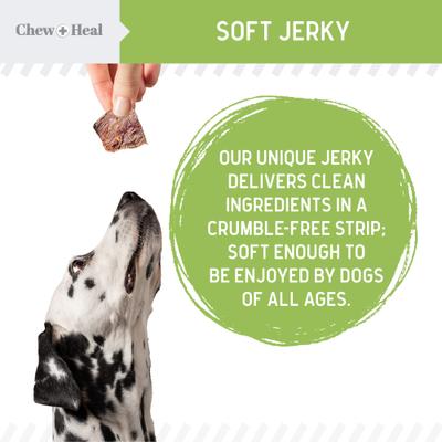 Show full view: Chew + Heal Limited Ingredient Low Calorie Fruit & Veggie Superfoods Soft Jerky Dog Treats, 12-oz bag slide 6 of 11