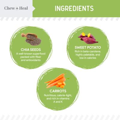 Show full view: Chew + Heal Limited Ingredient Low Calorie Fruit & Veggie Superfoods Soft Jerky Dog Treats, 12-oz bag slide 3 of 11