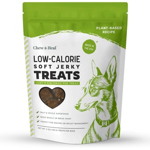 Chew + Heal Limited Ingredient Low Calorie Fruit & Veggie Superfoods Soft Jerky Dog Treats, 5-oz bag
