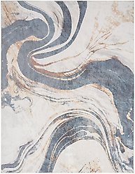 Nourison Astra Machine Washable ASW15 Abstract Area Rug, Ivory Blue, 94 x 120-in