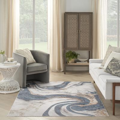 Show full view: Nourison Astra Machine Washable ASW15 Abstract Area Rug, Ivory Blue, 63 x 84-in slide 10 of 10