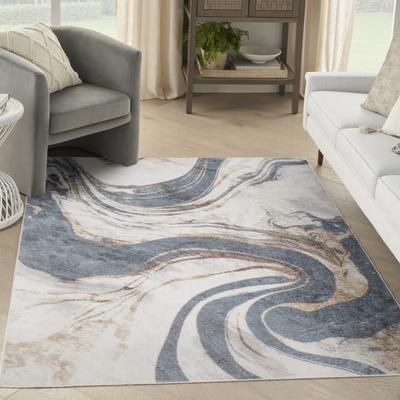 Show full view: Nourison Astra Machine Washable ASW15 Abstract Area Rug, Ivory Blue, 63 x 84-in slide 8 of 10