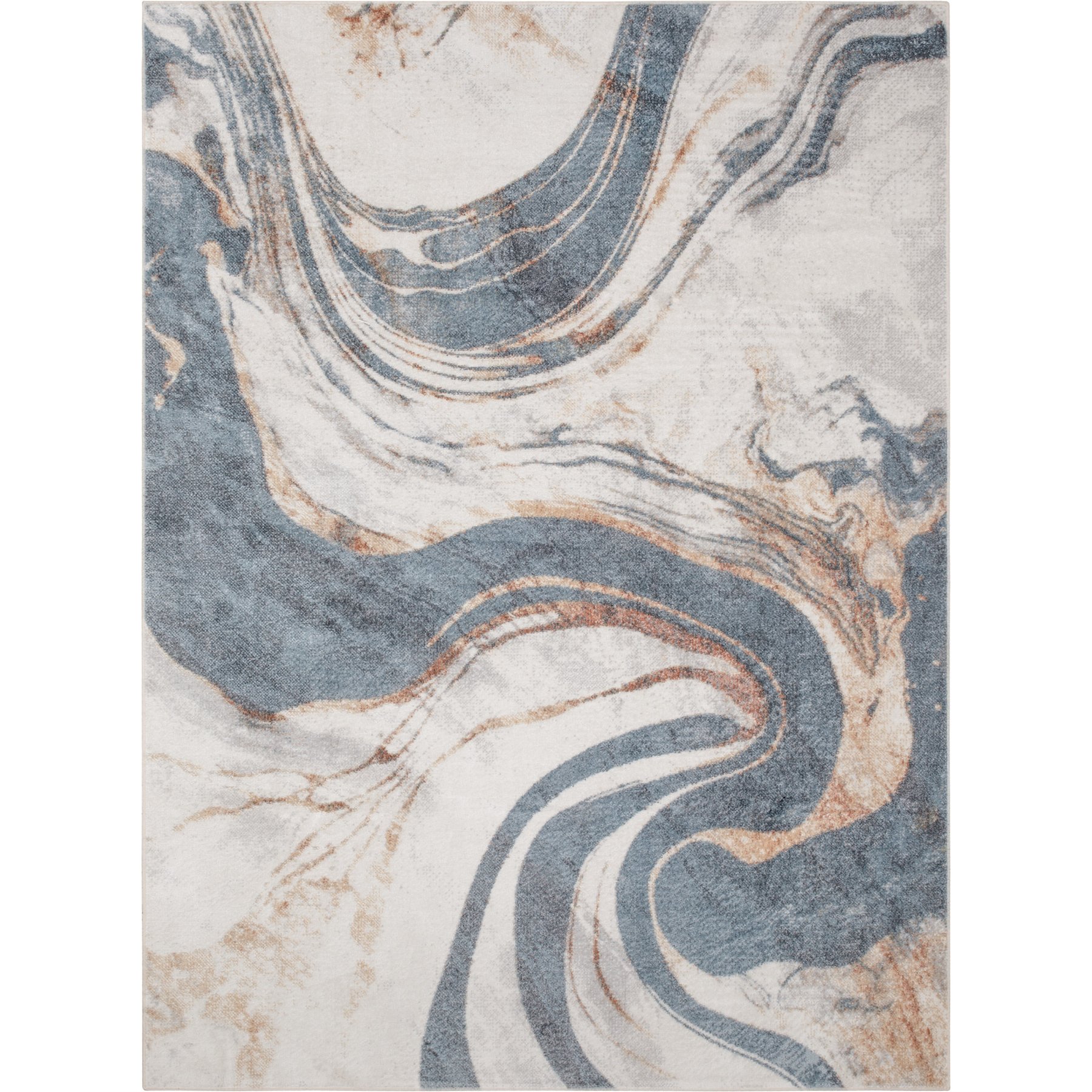 Nourison Astra Machine Washable ASW15 Abstract Area Rug, Ivory Blue, 63 x 84-in