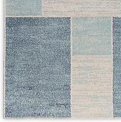 Nourison Astra Machine Washable ASW09 Geometric Area Rug, Blue Ivory, 94 x 120-in slide 2 of 9