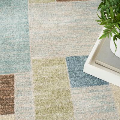 Show full view: Nourison Astra Machine Washable ASW09 Geometric Area Rug, Blue Green Multi, 63 x 84-in slide 8 of 9