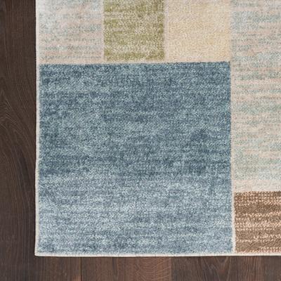 Show full view: Nourison Astra Machine Washable ASW09 Geometric Area Rug, Blue Green Multi, 63 x 84-in slide 2 of 9