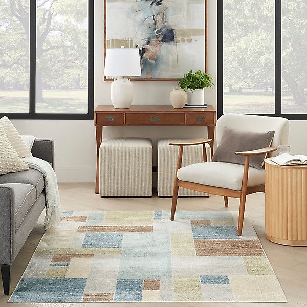 Show full view: Nourison Astra Machine Washable ASW09 Geometric Area Rug, Blue Green Multi, 63 x 84-in slide 9 of 9