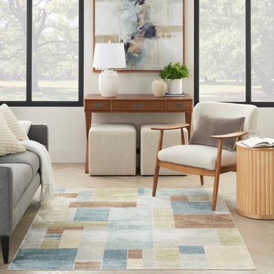 Show full view: Nourison Astra Machine Washable ASW09 Geometric Area Rug, Blue Green Multi, 63 x 84-in slide 9 of 9