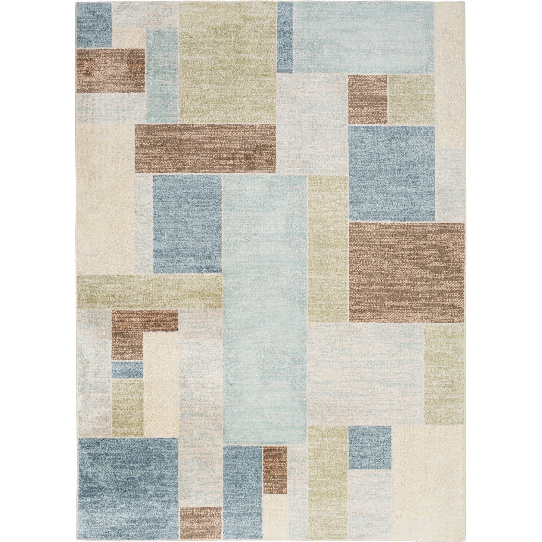 Nourison Astra Machine Washable ASW09 Geometric Area Rug, Blue Green Multi, 63 x 84-in