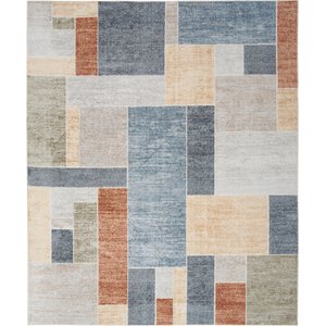 Nourison Astra Machine Washable ASW09 Geometric Area Rug, Multicolor, 94 x 120-in