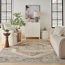 Nourison Astra Machine Washable ASW13 Geometric Area Rug, Ivory Blue, 94 x 120-in slide 2 of 9