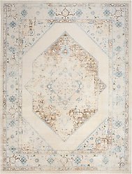 Nourison Astra Machine Washable ASW13 Geometric Area Rug, Ivory Blue, 94 x 120-in