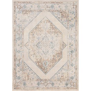 Nourison Astra Machine Washable ASW13 Geometric Area Rug, Ivory Blue, 63 x 84-in