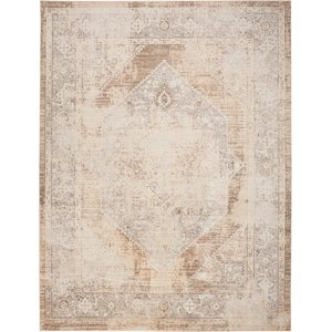 Nourison Astra Machine Washable ASW13 Geometric Area Rug, Beige, 94 x 120-in