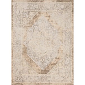 Nourison Astra Machine Washable ASW13 Geometric Area Rug, Beige, 63 x 84-in