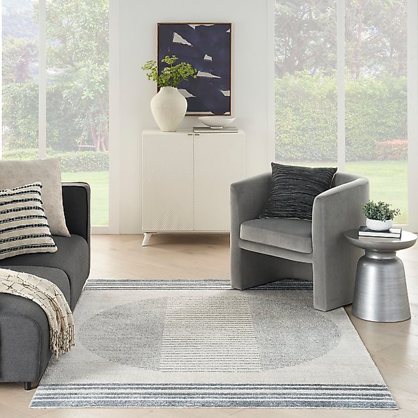 Show full view: Nourison Astra Machine Washable ASW05 Geometric Area Rug, Ivory Blue, 63 x 84-in slide 9 of 9