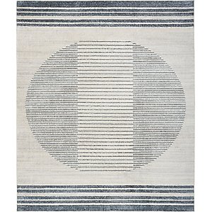 Nourison Astra Machine Washable ASW05 Geometric Area Rug, Ivory Blue, 94 x 120-in
