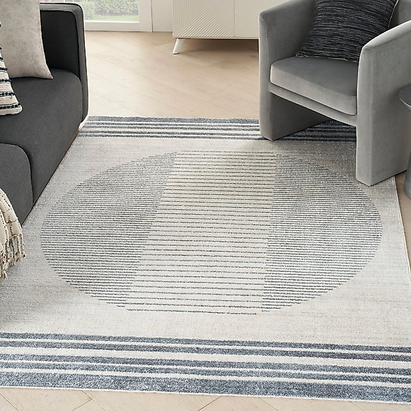 Show full view: Nourison Astra Machine Washable ASW05 Geometric Area Rug, Ivory Blue, 63 x 84-in slide 7 of 9