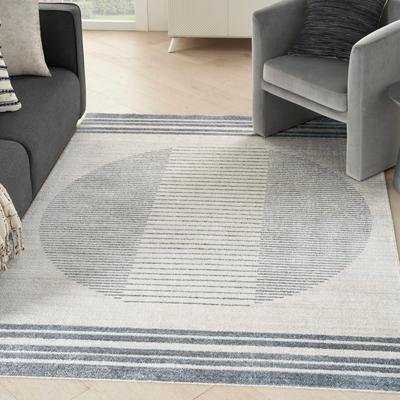 Show full view: Nourison Astra Machine Washable ASW05 Geometric Area Rug, Ivory Blue, 63 x 84-in slide 7 of 9