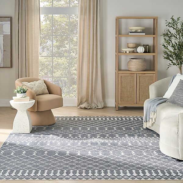 Show full view: Nourison Astra Machine Washable ASW10 Geometric Area Rug, Denim, 94 x 120-in slide 9 of 9
