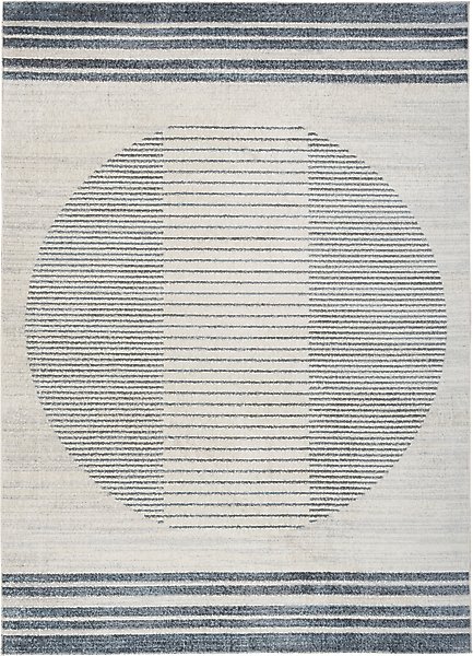 Show full view: Nourison Astra Machine Washable ASW05 Geometric Area Rug, Ivory Blue, 63 x 84-in slide 1 of 9