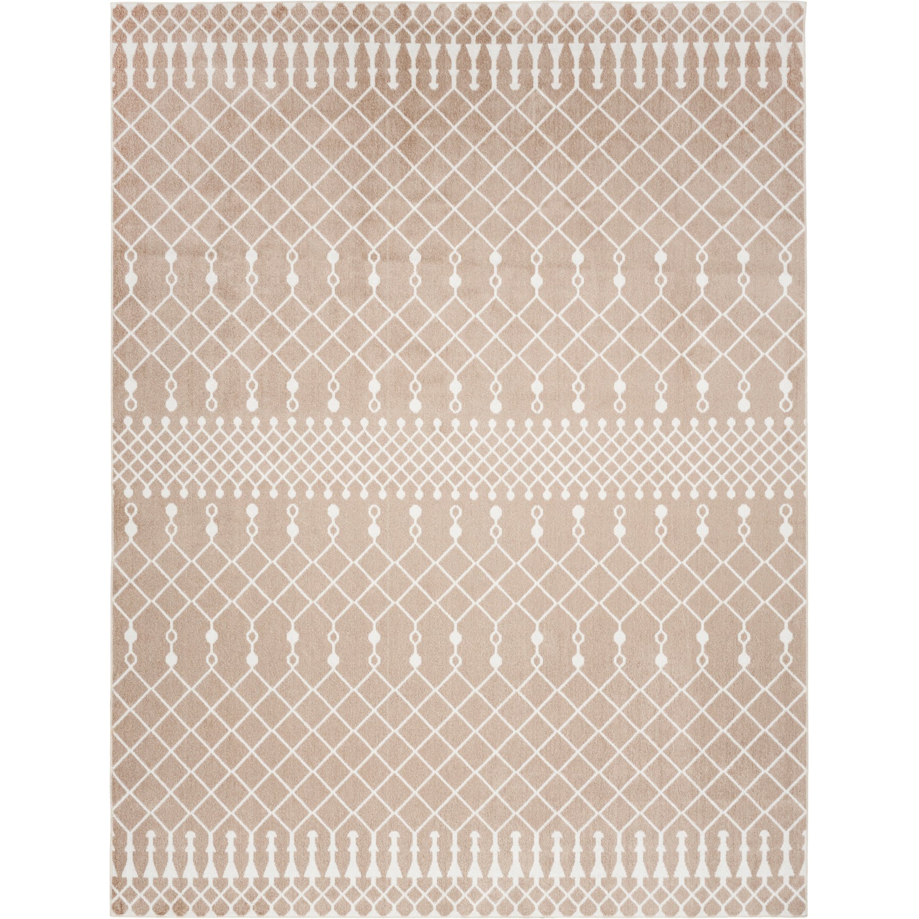 Nourison Astra Machine Washable ASW10 Geometric Area Rug, Taupe, 94 x 120-in